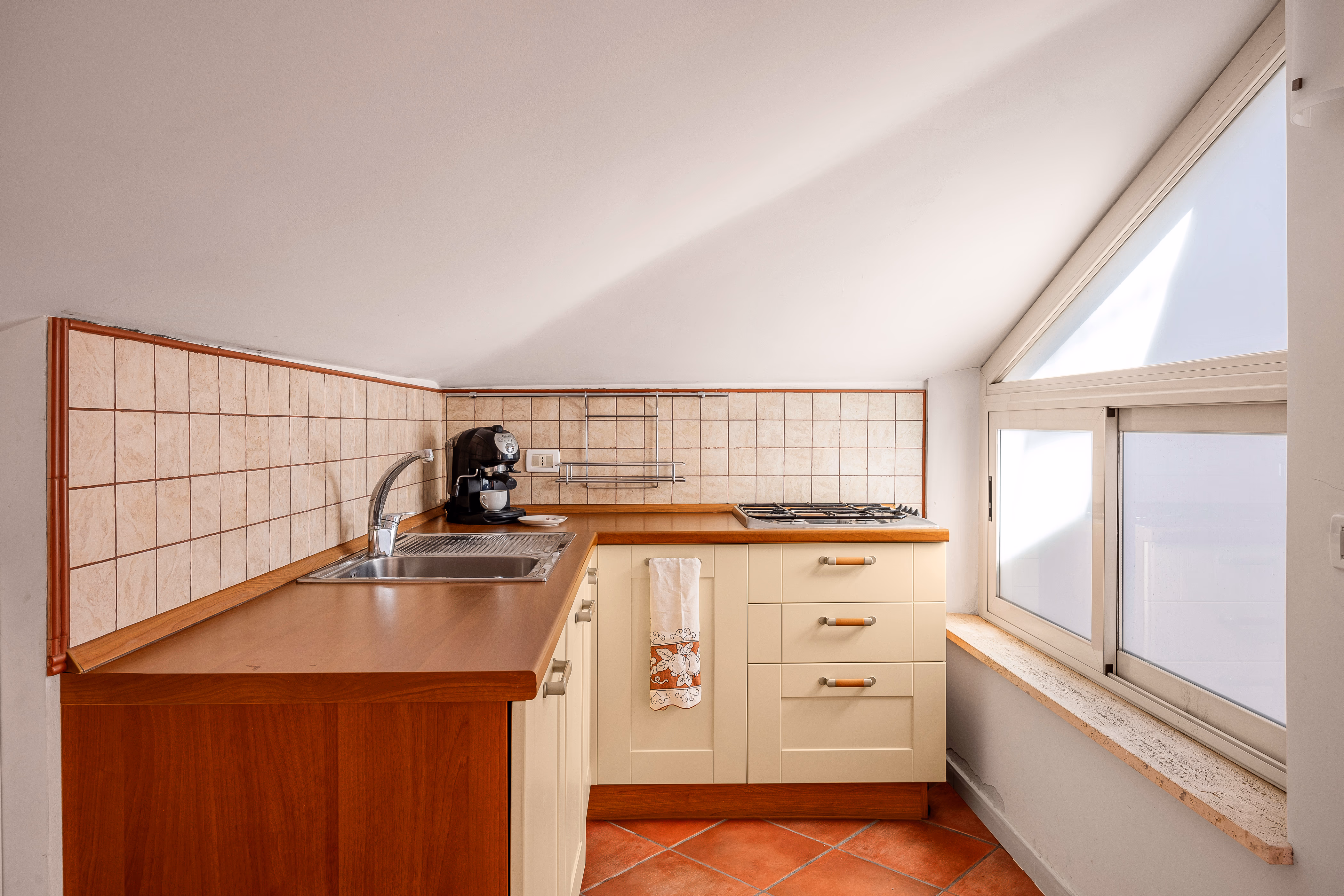 Attic apartment kitchen and independent living